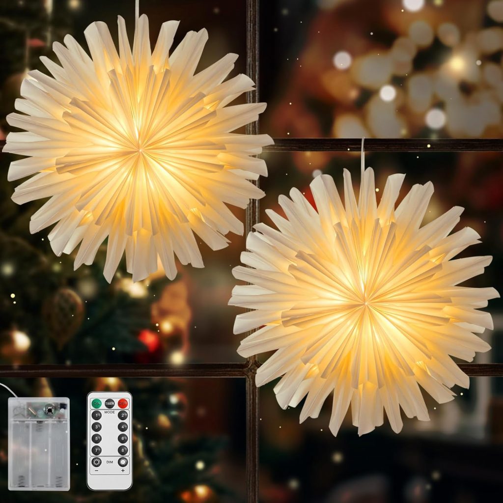 Lewondr Papier Stern Dekoration 2 Packungen, Weihnachten Papier Stern Laterne mit Fernbedienung, Led Papierstern Lampenschirm Sterne mit 6H Timer, Weihnachten Laterne Lichter für Home Decoration11.99€ ➡️ https://www.amazon.de/dp/B0D8W45C7H/?tag=preisfehlerheute-21
