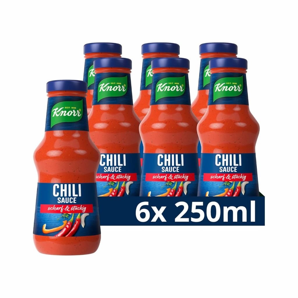 👑 Knorr Chili Sauce scharfe Grillsauce ohne geschmacksverst&auml;rkende Zusatzstoffe und Konservierungsstoffe 6x 250 ml