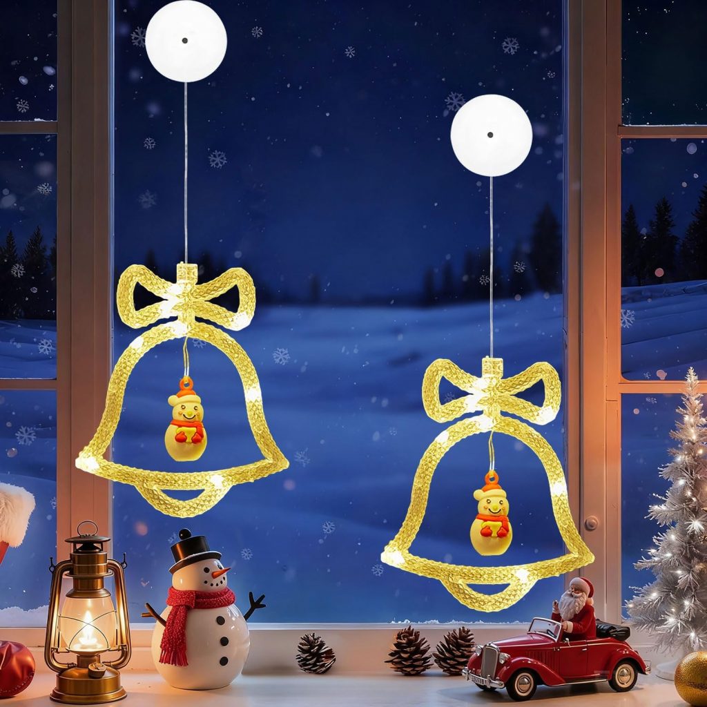 👑 Weihnachtsbeleuchtung Fenster Innen,2 Stück LED Weihnachtsbeleuchtung,Weihnachten Dekorative Fenster Licht,LED Hängenden Fensterlicht für Weihnachtsdeko Balkon Fest Party Hochzeit