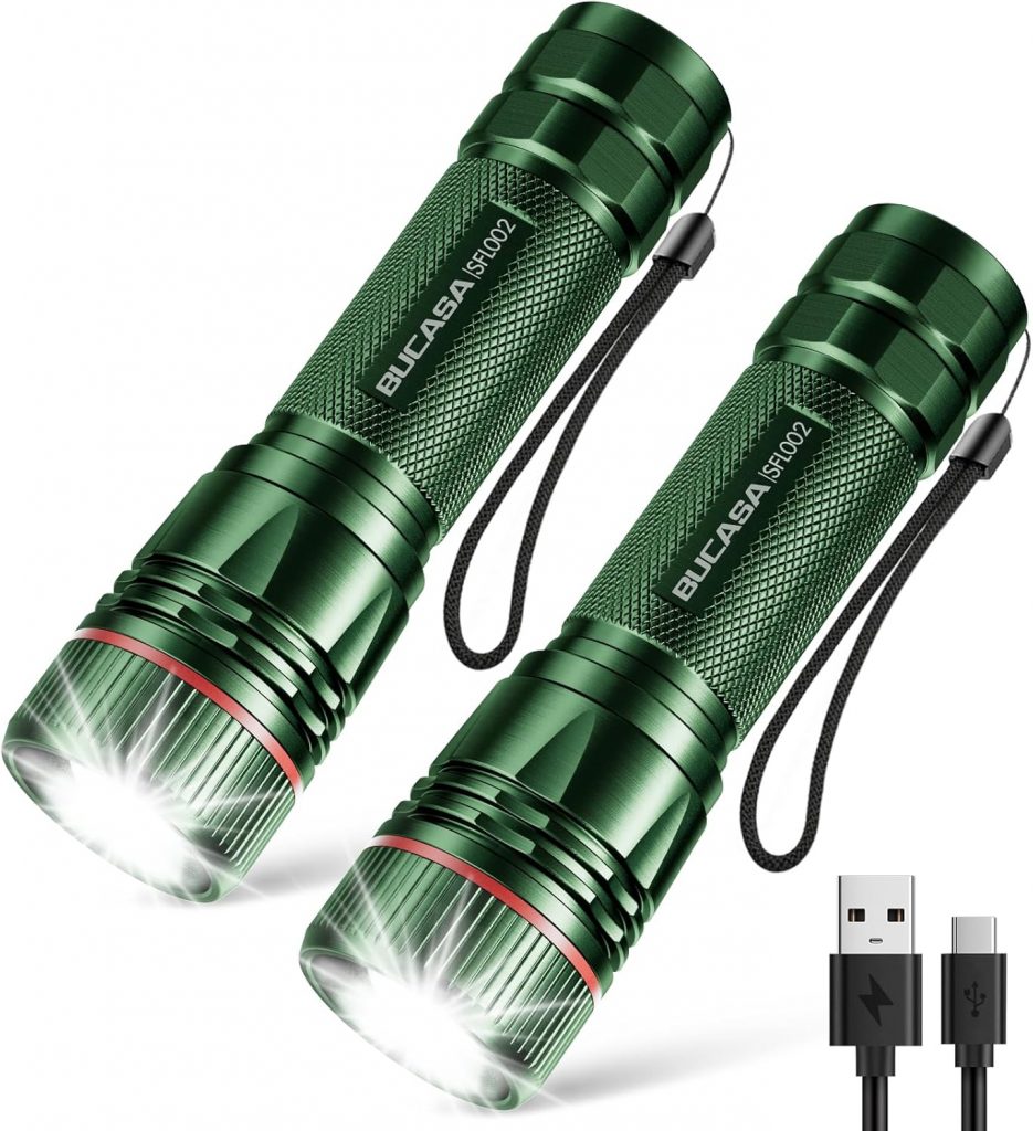 BUCASA Taschenlampe LED Aufladbar, 2000 Lumen Extrem Hell LED Taschenlampe mit 3 Modi, 2 Stück Zoombare Taschenlampen Kinder, Wasserdicht Langer Laufzeit Flashlight für Camping Notfäll (Green-Grün)7,98€ statt 19,99€➡️ https://www.amazon.de/dp/B0DXTG8G8C/?tag=preisfehlerheute-21