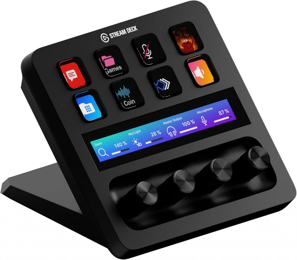 🤴 Elgato Stream Deck +, Audiomixer, Live-Produktion und Studio-Controller für Content Creators, Streaming, Gaming, mit anpassbarer Touch-Leiste, Drehreglern und LCD-Tasten, für Mac und PC168,84€ statt 229,99€ – 27,0 🔥🚚 Verkauft von Mahling. und Versand durch Amazon4,013 Bewertungen: 4.6 / 5.0 ⭐️⭐️⭐️⭐️⭐️🛒 zu Amazon https://www.amazon.de/dp/B0BJL8SJ59/?tag=preisfehlerheute-21