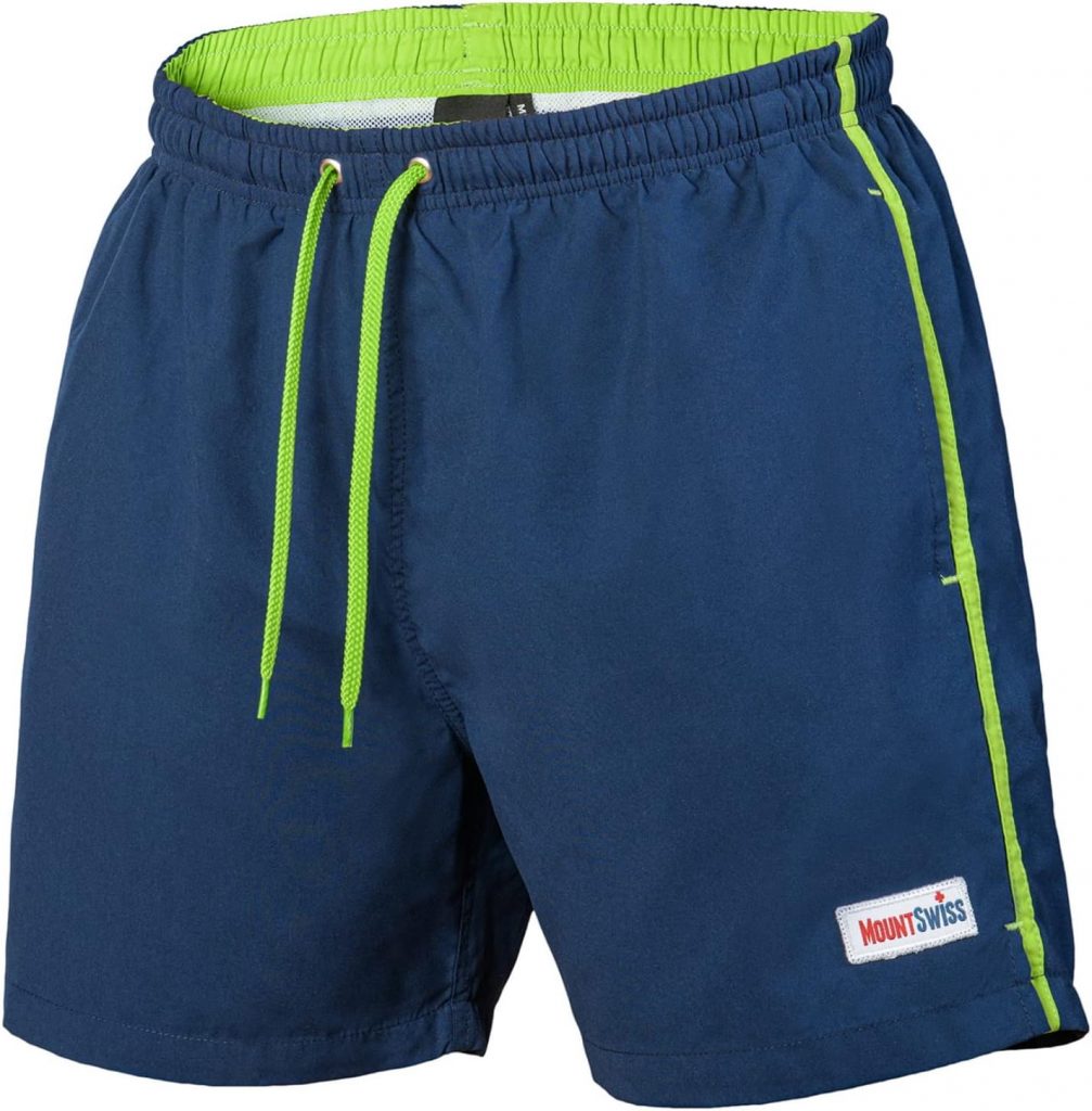 Mount Swiss Männer Badehose Dario mit seitlichen Taschen & Gesäßtasche I Modische Herren Shorts Schwimmen Freizeit Wassersport I Bequeme Badeshorts in vielen Farben Größe S – 6XL