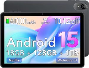 Tablet 10,1 Zoll, Android 15 Tablet, 18GB RAM + 128GB ROM, Erweiterbar auf 1TB, 1280x800 HD IPS Display, 6000mAh Batterie, Widevine L1, 5G WiFi, BT5.0, UNISOC T310, 5MP + 8MP Dual Camera (Grau)69,99€ statt 99,99€➡️ https://www.amazon.de/dp/B0FL2H73SS/?tag=preisfehlerheute-21