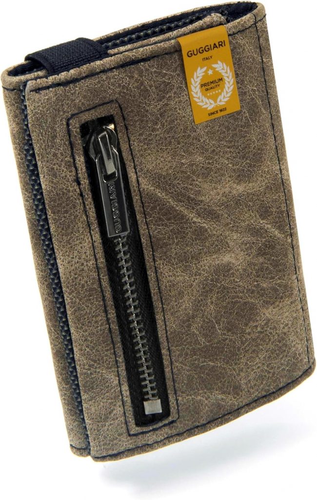 GUGGIARI® Slim Wallet mit Münzfach aus Microfaser Jacquard mit RFID Schutz – Schlankes Portemonnaie für Kreditkarten…