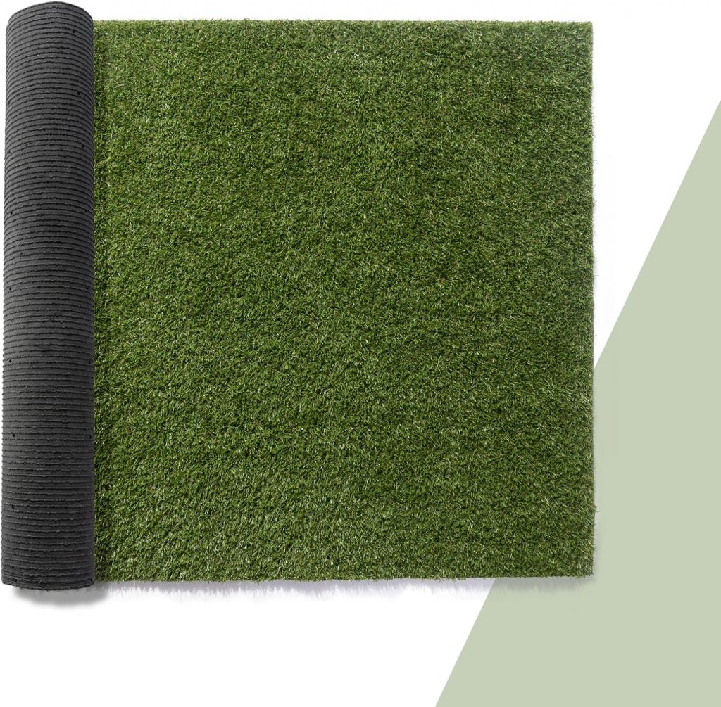 Paco Home Kunstrasen für Garten Balkon Terrasse Rasenteppich Indoor Outdoor Teppich Natürlich Weich Natur Optik Waschbar, Model:18mm, Größe:100x100cm