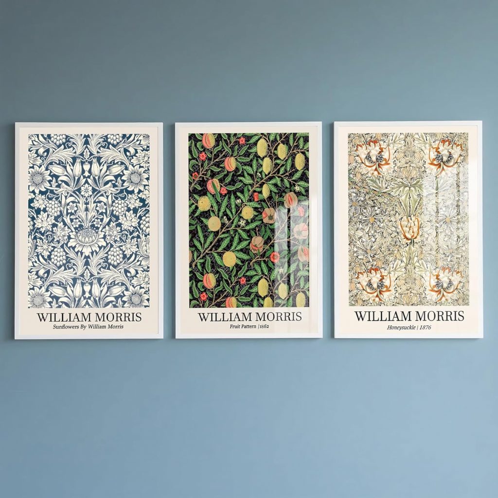 PWAAHDC William Morris Poster 3er Set Vintage Wandbilder – Neutrale Poster fürs Wohnzimmer, Schlafzimmer oder Badezimmer ohne Rahmen DIN A3 (30×42 cm)