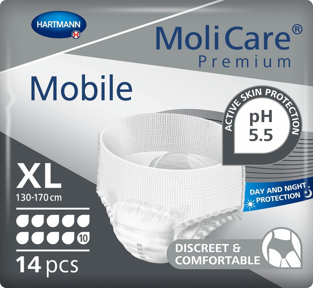 🤴 MoliCare Premium Mobile Einweghose: Diskrete Anwendung bei Inkontinenz für Frauen und Männer; 10 Tropfen, Gr. XL (130-170 cm Hüftumfang), 14 Stück