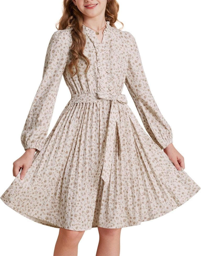 GRACE KARIN Mädchen Festliches Kleid mit Blumendruck Stehkragen Langarm Gebundene Taille Aprikose 14 Jahre9.68€ ➡️ https://www.amazon.de/dp/B0FGJS9JRN/?tag=preisfehlerheute-21