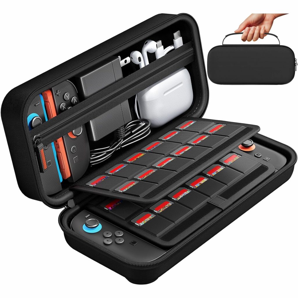 daydayup Tasche Kompatibel mit Nintendo Switch 2-Konsole, Harte Tragetasche Hülle Case für die Nintendo Switch 2, Schutzhülle mit Aufbewahrung für 20 Spiele, Konsole & Zubehör – Schwarz