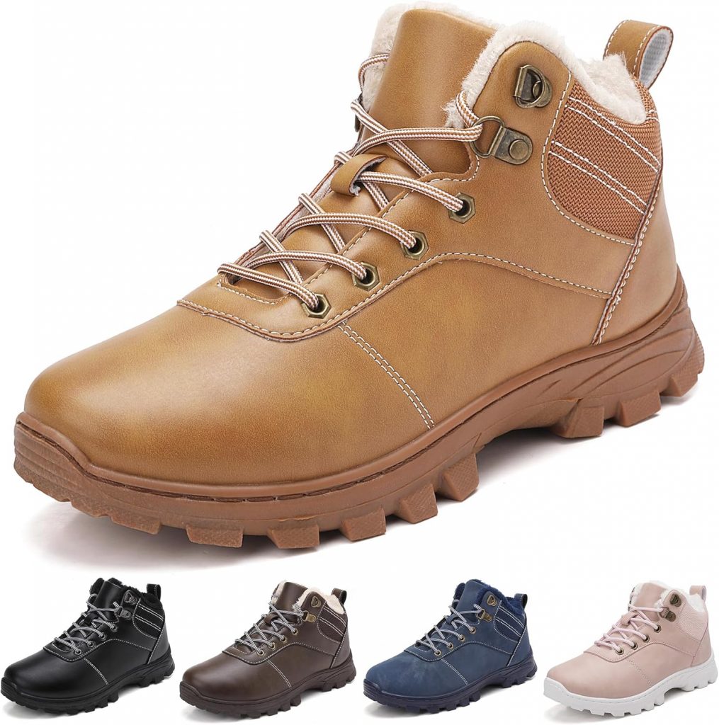 ricema Winterschuhe Herren Warme Gefütterte Winterstiefel Damen Wasserabweisend Wanderschuhe Warm Gefüttert Schneestiefel Winter OutdoorBoots Stiefel Rutschfest Leicht Unisex,Gelb 43 EU