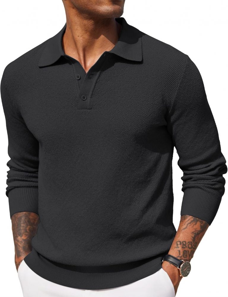 COOFANDY Herren Poloshirt Langarm Strickpullover Polo Pullover Männer Basic Pulli Schwarz L18,99€ statt 27,99€➡️ https://www.amazon.de/dp/B0FD9T655C/?tag=preisfehlerheute-21