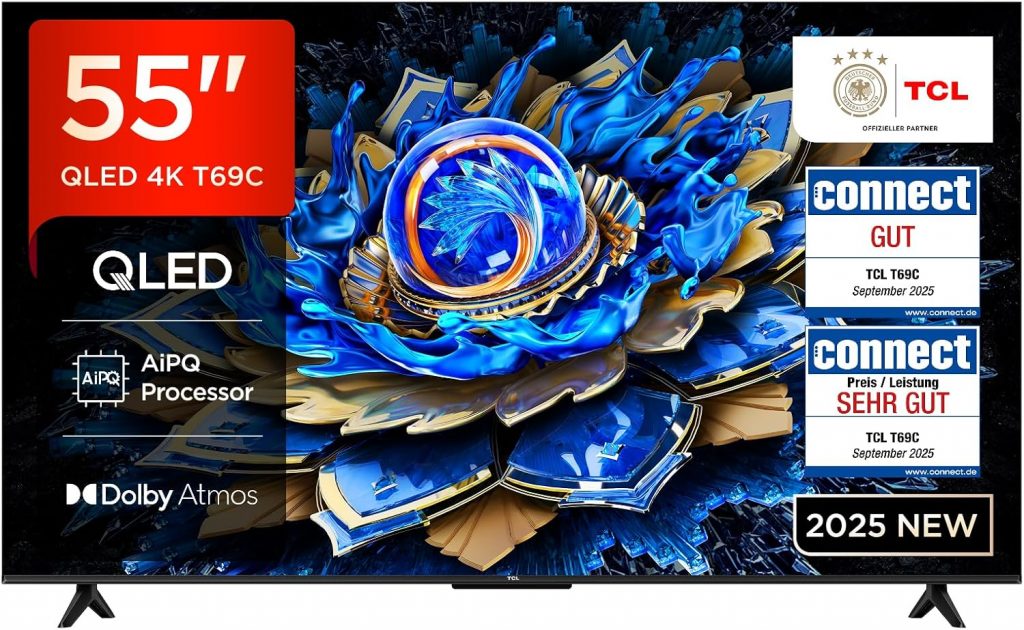🤴 TCL 55T69C 55 Zoll QLED, Direct LED TV, 4K HDR TV, Smart Google TV (Dolby Vision & Atmos, Motion Clarity, Kompatibel mit Google Assistant & Alexa)349,00€ statt 499,00€ – 31,0 🔥🚚 Verkauft durch Amazon und Versand durch Amazon813 Bewertungen: 4.5 / 5.0 ⭐️⭐️⭐️⭐️⭐️🛒 zu Amazon https://www.amazon.de/dp/B0F8QFPB14/?th=1&tag=preisfehlerheute-21#038;psc=1&tag=preisfehlerheute-21