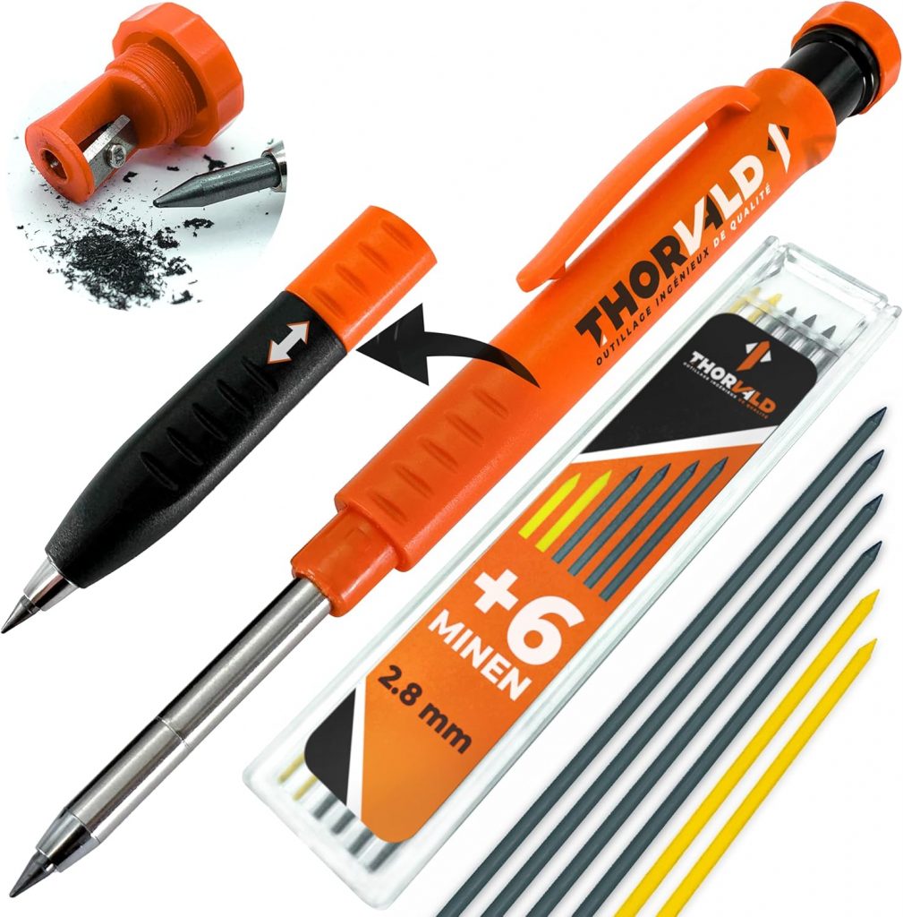 👑 THORVALD Robuster Zimmermannsbleistift mit 7 Minen, Spitzer & Schreibaufsatz – Tieflochmarker Druckbleistift für Handwerker – Perfekt für Baustelle, Holz, Metall & Beton9,22€ statt 14,97€ - 39,00 % 🔥🚚 Verkauft von Thorvald Germany und Versand durch Amazon7,826 Bewertungen: 4.6 / 5.0 ⭐️⭐️⭐️⭐️⭐️🛒 zu Amazon https://www.amazon.de/dp/B0BD8J7K6F/?amp%3Btag=preisfehlerheute-21&%3Bamp%3Bth=1&%3Bamp%3Bpsc=1&tag=preisfehlerheute-21
