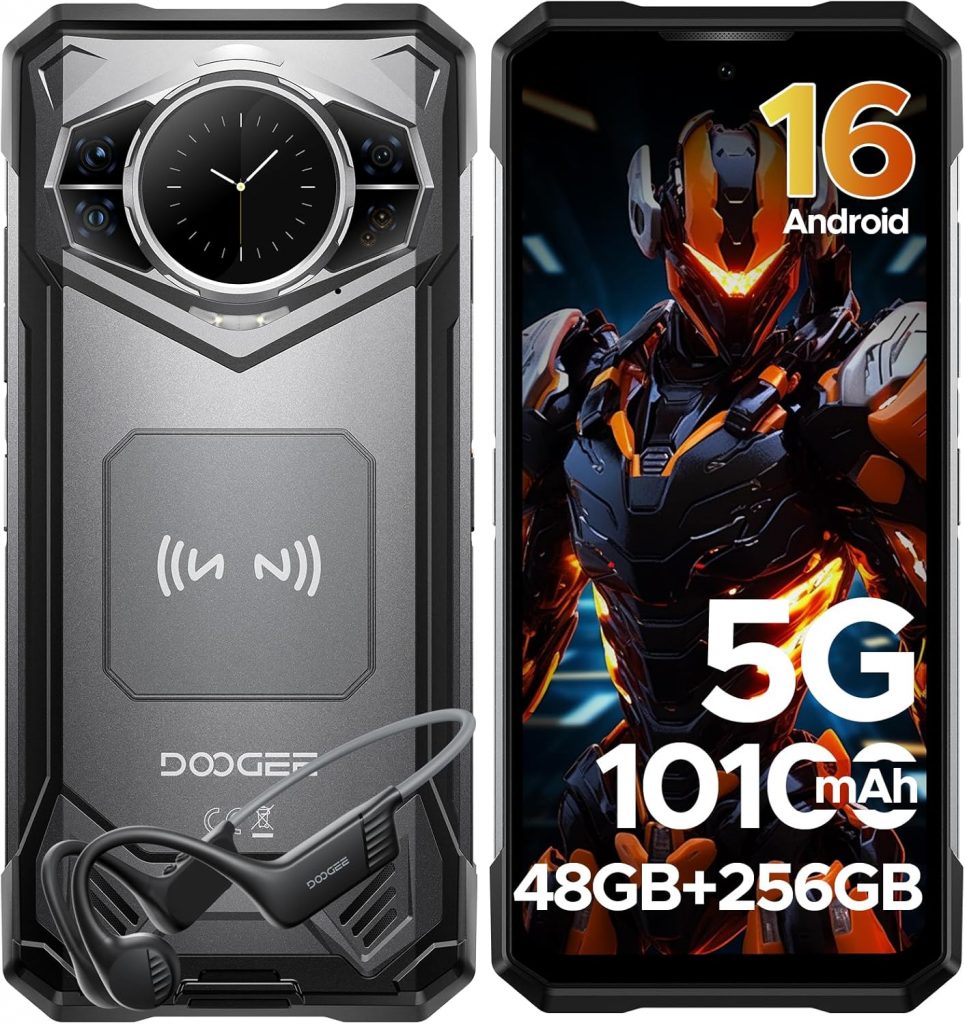 DOOGEE S200 Android 16 AI 5G Outdoor Handy Ohne Vertrag, 32GB+256GB Outdoor Smartphone Dimensity 7050, 10100mAh+33W…