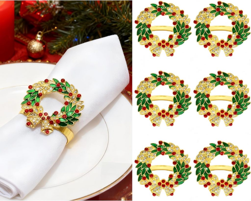 Dmnnlp 6 Stück Serviettenringe Weihnachten, Weihnachtskranz Serviettenhalter, Serviettenringe für Weihnachtsessen Party Familie Abendessen Tischdekoration6,59€ ➡️ https://www.amazon.de/dp/B0DJGF71KW/?tag=preisfehlerheute-21