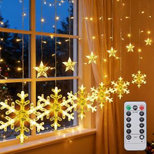 Blitzangebot Qoosea Schneeflocke Lichtervorhang Innen, 4.2M 126 LED Stern 8,53 € inkl. Prime Versand 🔥 https://amzn.to/44yBeOP