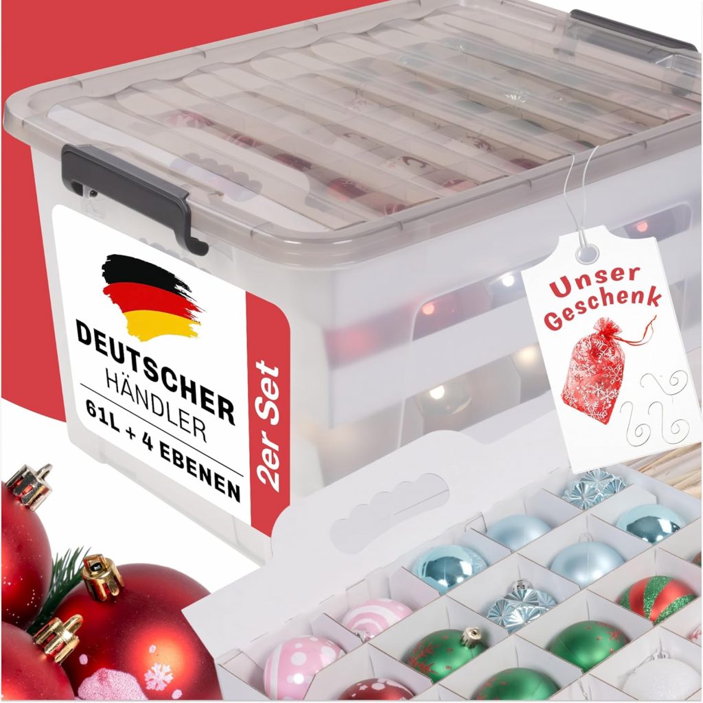 Stackmeister Aufbewahrungsbox Weihnachtskugeln I 61L I Sicherheit und Aufbewahrung für jede Christbaumkugel und die Weihnachtsdeko I Optimale Kiste bzw. Weihnachtskiste für Weihnachten I 2er Set69,25€ statt 76,95€➡️ https://www.amazon.de/dp/B0DR2T4RN8/?tag=preisfehlerheute-21
