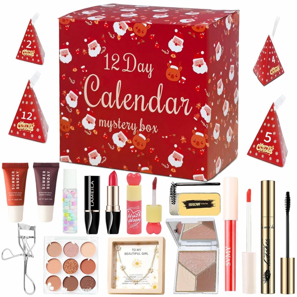 Adventskalender Makeup 2025 Beauty, 12 Tage Make Up Adventskalender Frauen, Christmas Gifts Weihnachts Countdown Kalender, Make Up Kits Geschenksets