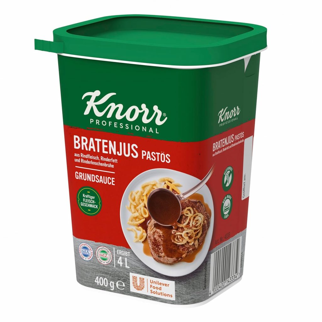 Knorr Bratenjus pastös (vielseitig anwendbar als klarer Bratensaft, Bratensoße und braune Soße) 400g (1er pack)