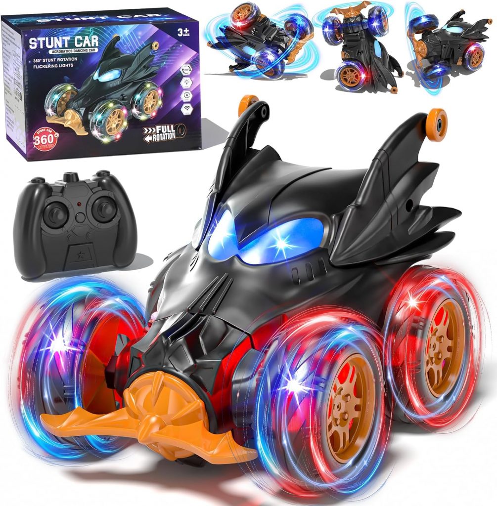 SOGAWEBB Bat Ferngesteuertes Auto, 2.4Ghz 4WD 360° Flipper Drift RC Car ab 3 4 5 6 7 Jahre, RC Auto Spielzeug Jungen, Monstertruck Kinder Spielzeug ab 3-8 Jahre Junge