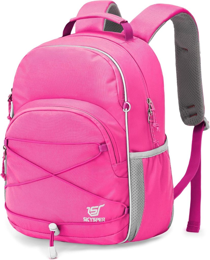 SKYSPER Rucksack Kinder 12L, Wanderrucksack ab 6-10 Jahre, Kindergartenrucksack Schulrucksack mit Brustgurt für Brotdose, Kindergarten, Schule, Ausflüge und Wanderungen,Rosa