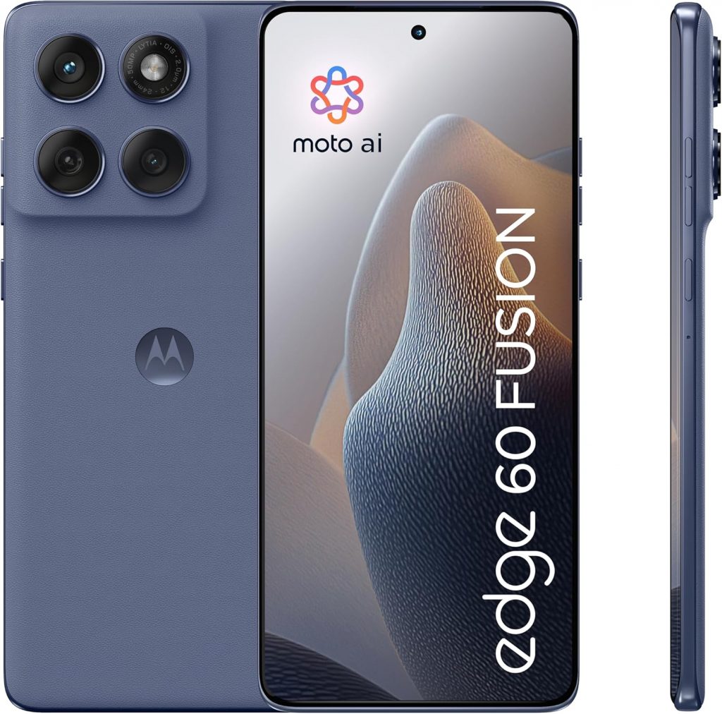 👑 Motorola Edge 60 Fusion Smartphone (Robustes 6,67“-pOLED-Display Dank Corning Gorilla Glass 7i, widerstandsfähig, 50-MP-Kamera + Moto-AI, 8/256 GB, 5100 mAh) Pantone Slipstream + Handyhalterung