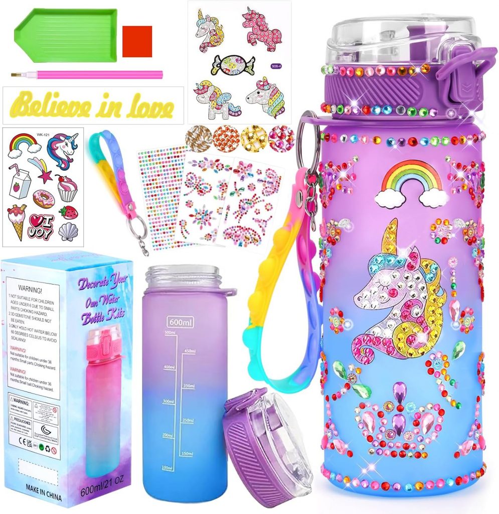 PUWOWYE Einhorn Geschenke für Mädchen 5 6 7 8 9 10 Jahre, Trinkflasche Bastelset Kinder ab 6 8 10 11 Jahre DIY Wasserflasche Basteln Diamond Painting Kinder Geburtstag Spielzeug Mädchen 4-12 Jahre1.99€