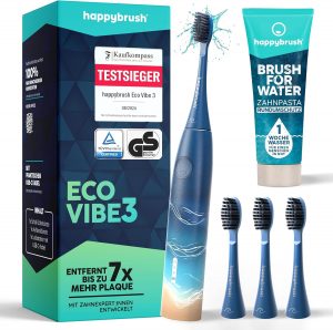 happybrush® Schallzahnbürste Eco Vibe 3 – TESTSIEGER – 100 Tage testen - Elektrische Zahnbürste mit 8 Wochen Akku – Ultraschall Zahnbürsten – 2 Jahre Garantie - Inkl. Aufsteckbürsten - Ocean62,95€ statt 84,95€➡️ https://www.amazon.de/dp/B0DTJ7JHQZ/?tag=preisfehlerheute-21