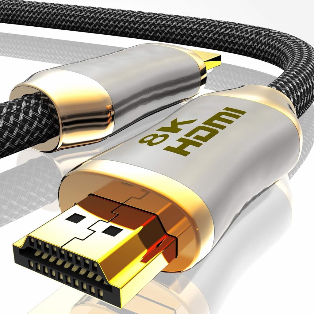HDMI Kabel 2.1 Glasfaser – 8K 120Hz – 4k 240Hz HDR10+ 3D eARC CEC HDCP 2.3 Optisches Ultra High Speed vergoldete Kontakte Glasfaserkabel mit Zinklegierung Stecker Knickschutz, Schwarz (schwarz, 3M)
