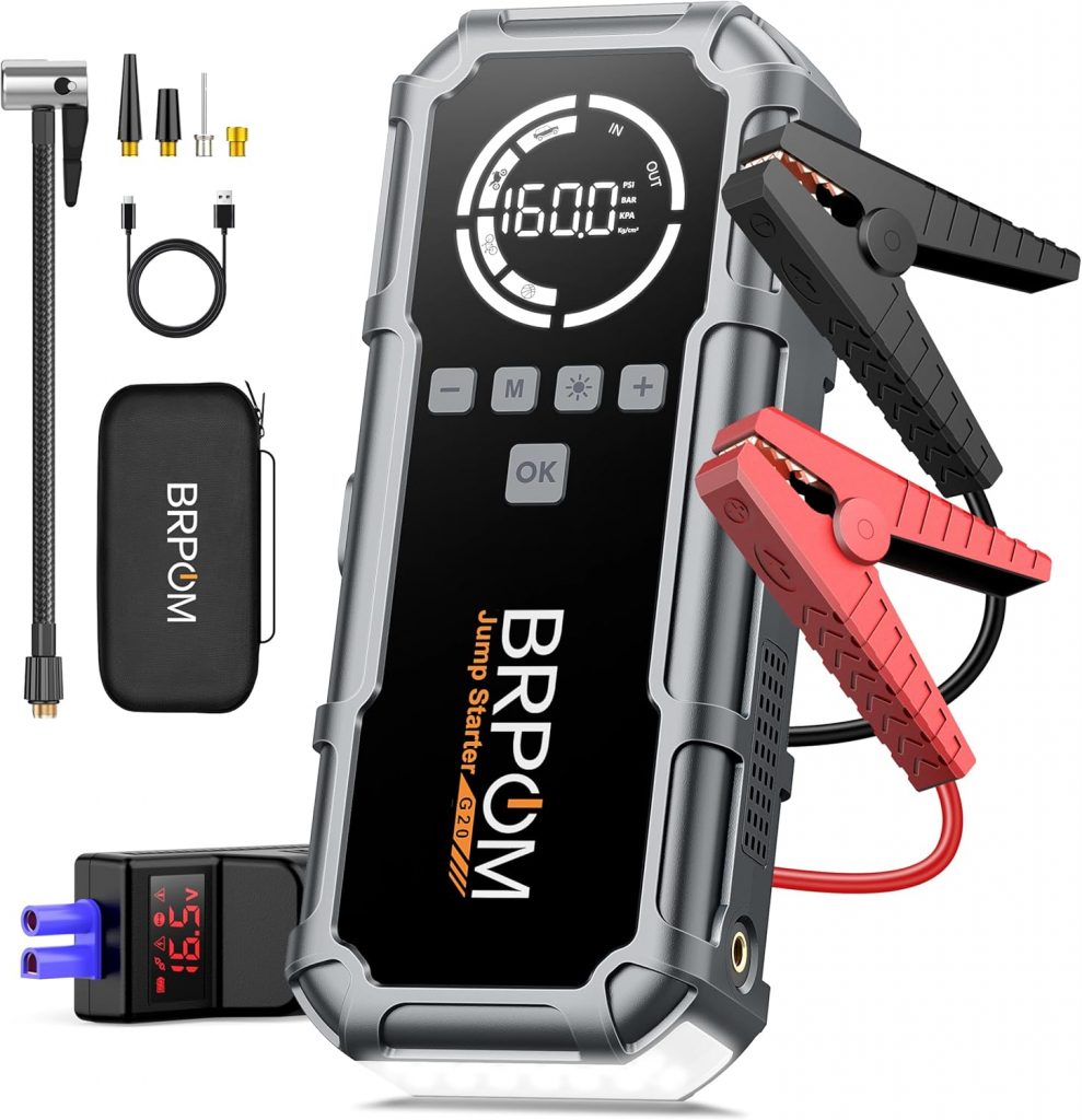 BRPOM Starthilfe Powerbank für Pkw mit Kompressor 160PSI,8000A 26800mAh Auto Starthilfe Powerbank für All Benzin und 12.0L Dieselmotor,Starter Powerbank Eingang/Ausgang und 600LUM LED-Licht51,92€ statt 69,99€➡️ https://www.amazon.de/dp/B0F6TWPWYN/?tag=preisfehlerheute-21