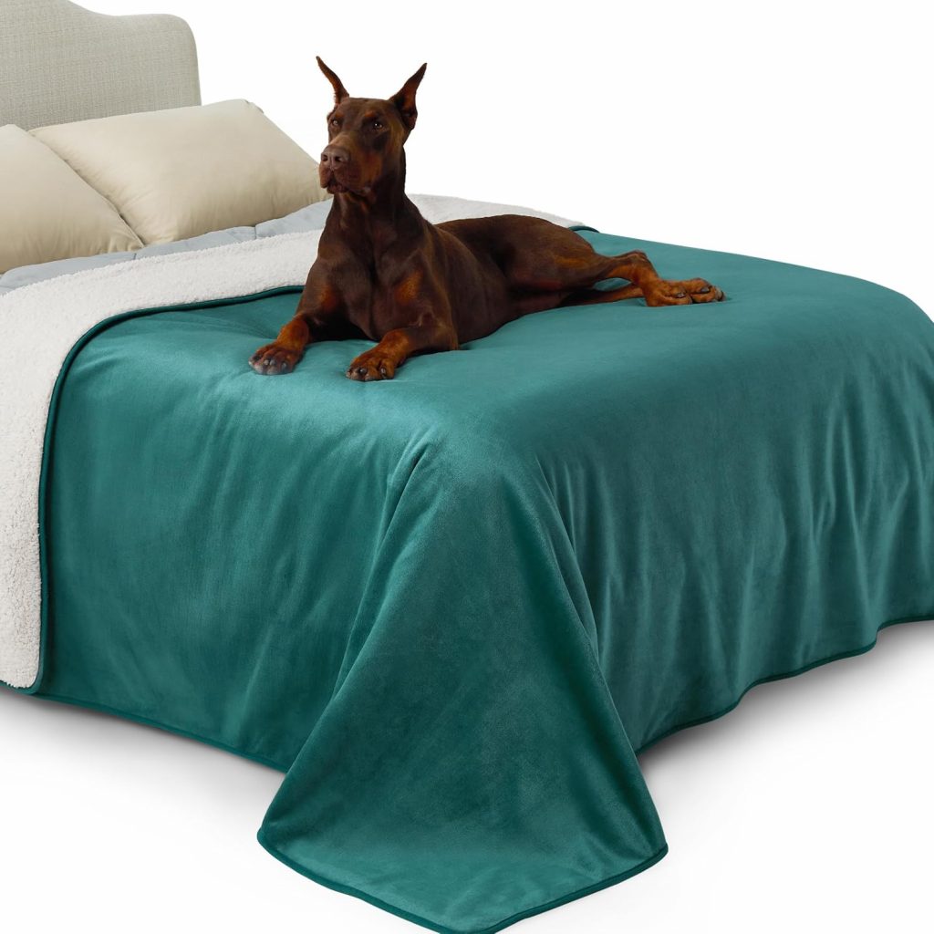 👑 Lesure wasserdichte Hundedecke Grosse Hunde – 274x218cm waschbar Hundedecke Outdoor, Fleece Sofaschutz Decke groß, Katzendecke flauschig für Couch, Dunkelgrün