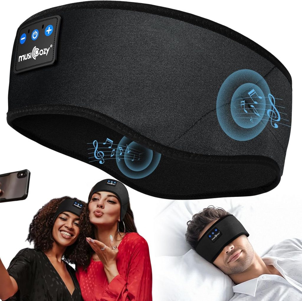 MUSICOZY Schlafkopfhörer Bluetooth 5.4, Bequem & Ultraleicht Stirnband kopfhörer zum Schlafen mit Hi-Fi Klang, 14h Laufzeit, Komfortable Schlaf Kopfhörer für Seitenschläfer, Reisen & Sport