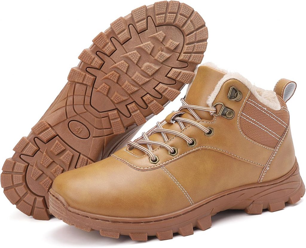 ricema Winterschuhe Damen Herren Winterstiefel Warm Gefüttert Schneestiefel Leicht Wanderschuhe Trekkingschuhe Rutschfest Stiefel Winter Boots,Gelb 36 EU