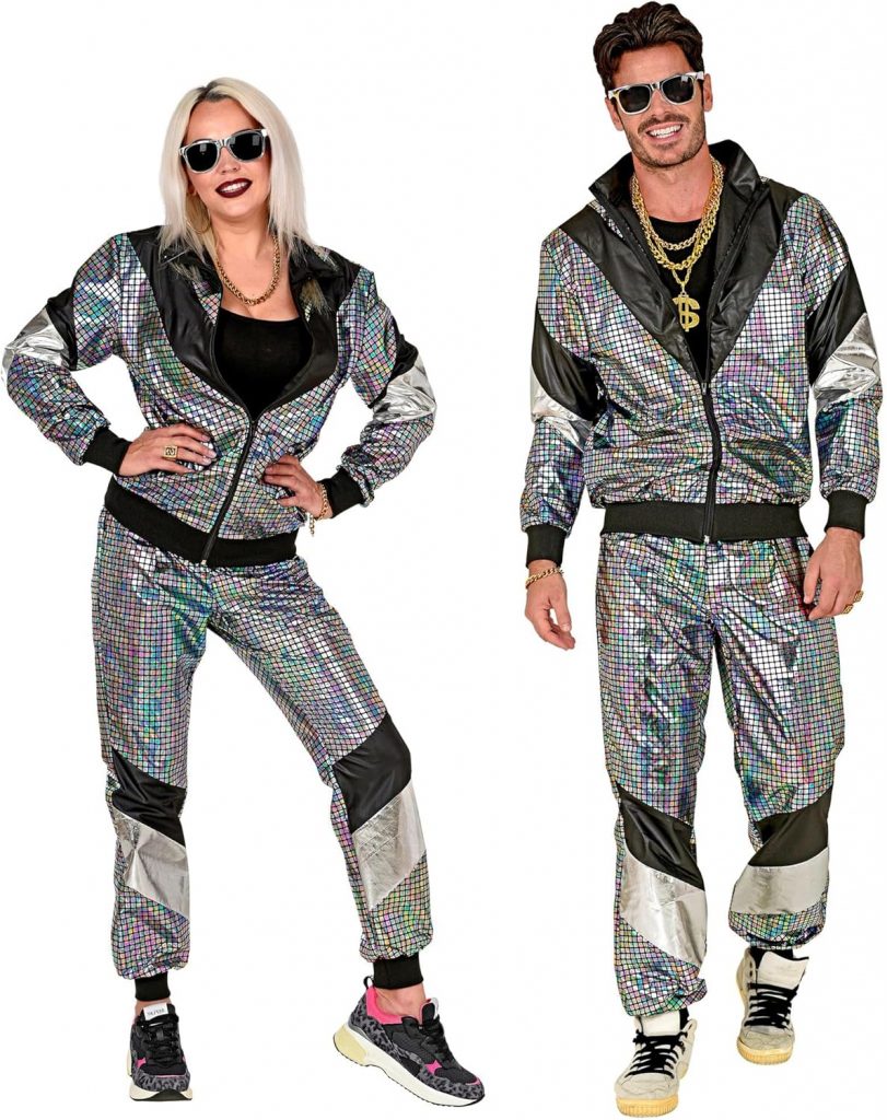 🤴 W WIDMANN MILANO Party Fashion &ndash; Kost&uuml;m Trainingsanzug, Disco-Style, 80er Jahre Outfit, Jogginganzug f&uuml;r Karneval & Party