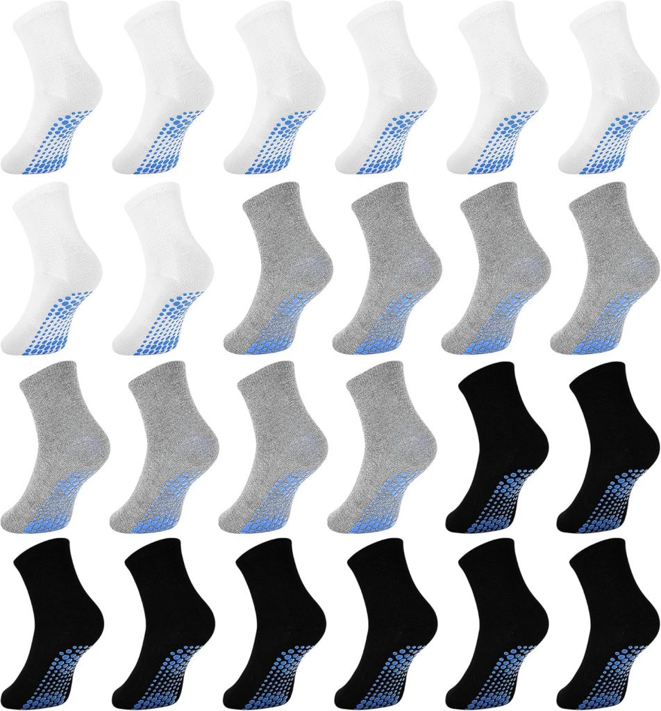 DECOVICI Kinder Stoppersocken, ABS Rutschfeste Jungen und Mädchen Kindersocken Antirutsch Baby Kleinkinder Socken für 1-7 Jahre 24 Paar(06 schwarz+hellgrau+weiß,1-3T)4.79€