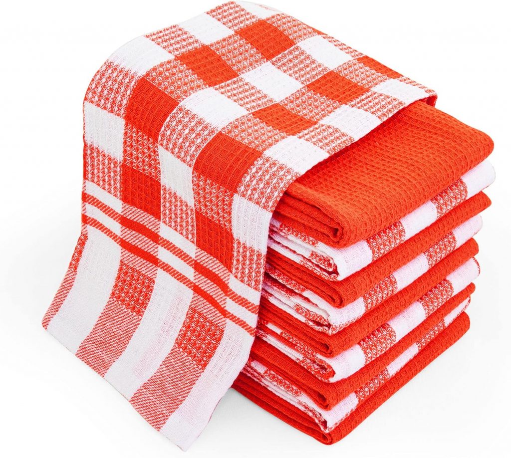 Chef Pomodoro Geschirrtücher Küchenhandtücher Trockentücher Küche, 10er Set, Baumwolle, Premium Qualität, Geschirrtücher Orange, 63.5 x 38 cm, weich & saugfähig