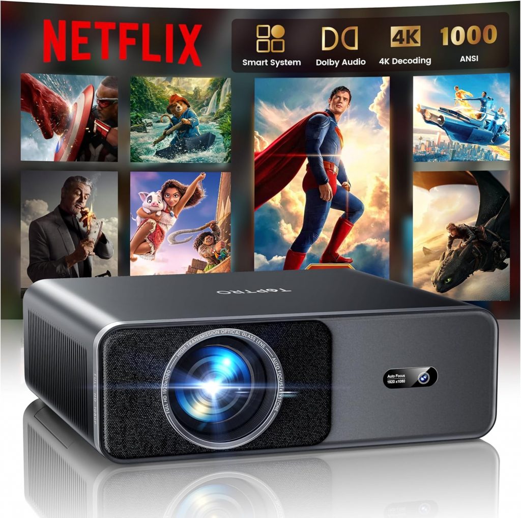 👑 Smart Beamer 4K – [Kompatibel mit Netflix & Dolby Audio] 1000 ANSI Autofokus & 6D Trapezkorrektur, TOPTRO Beamer 4K Heimkino WiFi 6/Bluetooth Full HD 1080P HDR10 Outdoor Projektor für Handy196,99€ statt 359,99€ – 46,0 🔥🚚 Verkauft von Carlser und Versand durch Amazon207 Bewertungen: 4.7 / 5.0 ⭐️⭐️⭐️⭐️⭐️🛒 zu Amazon https://www.amazon.de/dp/B0FJR3PKFH/?th=1&tag=preisfehlerheute-21#038;psc=1&tag=preisfehlerheute-21