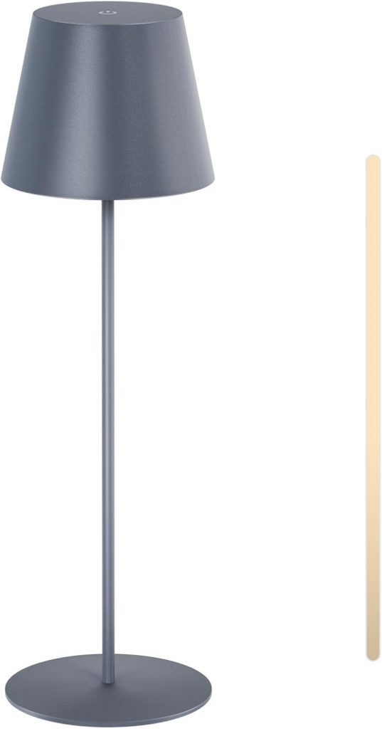 MALUX LED Tischlampe kabellos mit Touch,Indoor & Outdoor Wiederaufladbar LED Akku Tischleuchte,3 Farbtemperatur Stufenlos Dimmbar,Timer-Funktion, Akku Lampe Outdoor Lampe (1 Stück Grau)6.74€