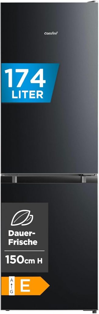 Comfee‘ Kühlschrank mit Gefrierfach RCB169DK2(E) | 174L Kühl-Gefrierkombination (115L Kühlteil + 59L Gefrierteil), 150 cm Höhe | 195 kWh/Jahr, Low Frost, Leise 39 dB | LED-Licht | Freistehend, Schwarz199.99€ ➡️ https://www.amazon.de/dp/B0C61L77FZ/?tag=preisfehlerheute-21