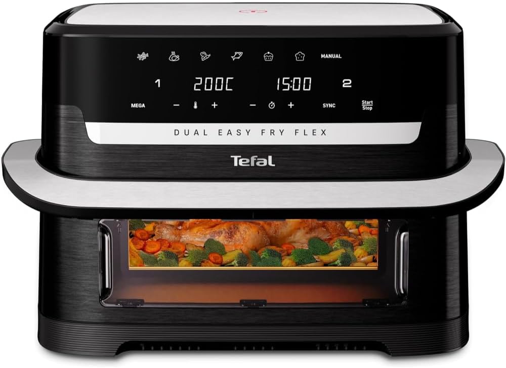 Tefal Dual Easy Fry Flex Heißluftfritteuse 9L – Airfryer mit 2 Kammern & GiantZone, FlexCook-Trennwand, 2700 W, 40–200 °C, 7 Programme, fettarm frittieren & 2 Gerichte gleichzeitig zubereiten EY9228134,99€ statt 239,99€➡️ https://www.amazon.de/dp/B0F8QMMNZB/?tag=preisfehlerheute-21