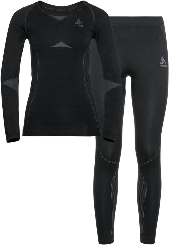 Odlo Thermounterwäsche Damen Fundamentals Performance Warm I Funktionsshirt Langarm und Thermo Leggings I Warme Skiunterwäsche