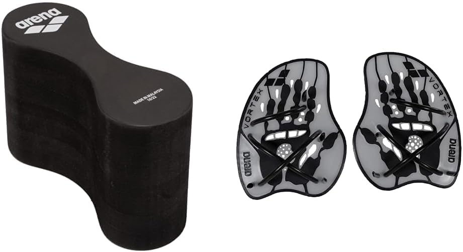 Arena Unisex-Adult FREEFLOW PULLBUOY II Trainings Ausrüstung, Black, Einheitsgröße & Vortex Handpaddel…