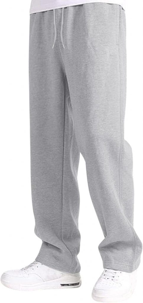 Generisch Jogginghose Herren – Baggy graue Jogginghosen Open Leg Jogger Haushose Hose Track Pants Sweatpants Sporthose Lang Hosen Breite Dünne Jungs Männer Trousers for Men