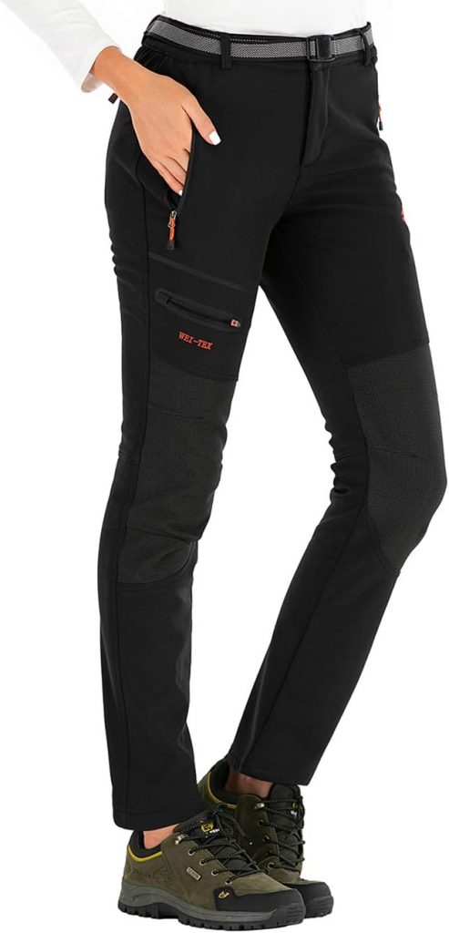 DAFENP Damen Wanderhose Skihose Wasserdicht Softshellhose Winddicht Winter Warm Gefüttert Outdoorhose Snowboardhose…