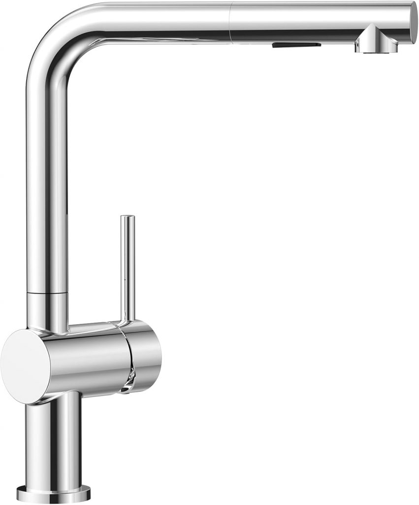 CECIPA Küchenarmatur Ausziehbar, Wasserhahn Küche mit Brausefunktion und Ausziehbarer Brause, Einhebel Armatur Küche 360° Schwenkbar, Zinklegierung, Chrom