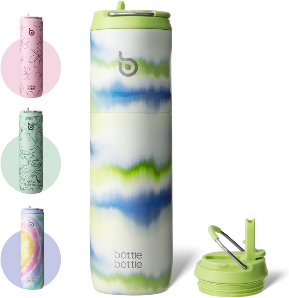 BOTTLE BOTTLE Isolierte Edelstahl Trinkflasche 750 ml mit Strohhalm, Deckel & Griff – Auslaufsicher, BPA-frei, Doppelwandig – Ideale Wasserflasche für Sport, Reisen & Fitness (Nebel)