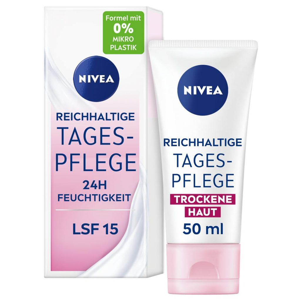 NIVEA Reichhaltige Tagespflege 24h Feuchtigkeit (50 ml), Gesichtscreme für…