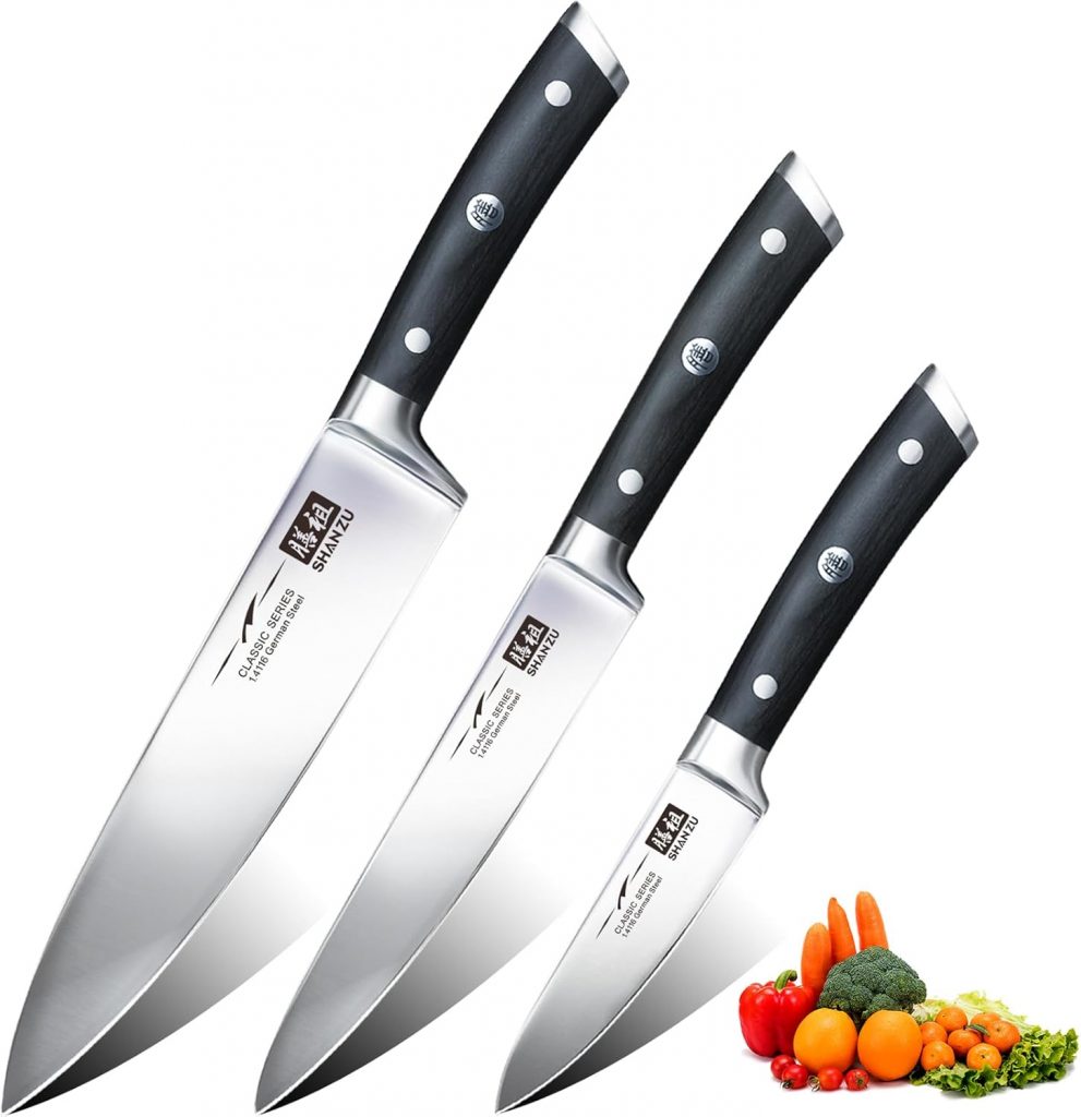 🤴 SHAN ZU Messerset 3-tlg, Profi Küchenmesser Kochmesser Set aus Deutscher Edelstahl Extra Scharfe Messer Set, 20cm Chefmesser & 15cm Allzweckmesser & 9.5cm Schälmesser39,52€ statt 63,99€ – 39,0 🔥🚚 Verkauft durch Amazon und Versand durch Amazon9,919 Bewertungen: 4.6 / 5.0 ⭐️⭐️⭐️⭐️⭐️🛒 zu Amazon https://www.amazon.de/dp/B07CLYNWQ8/?th=1&tag=preisfehlerheute-21#038;psc=1&tag=preisfehlerheute-21
