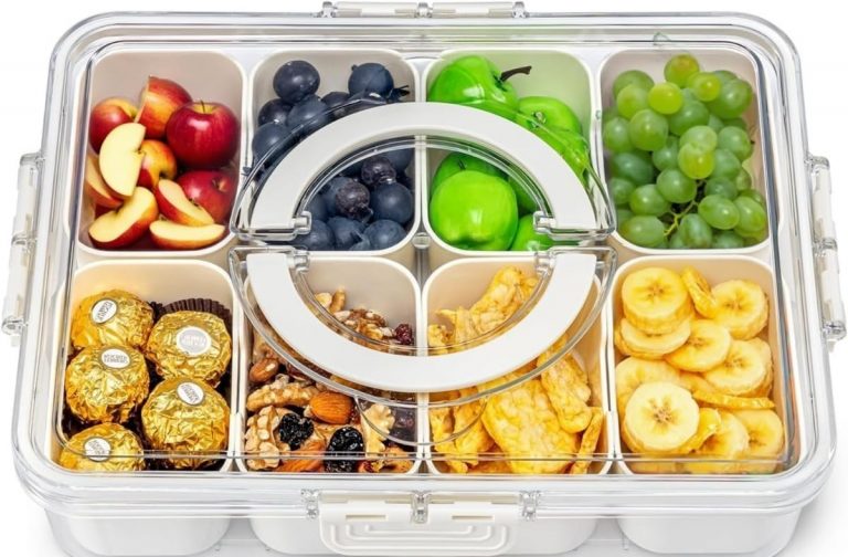HOSAM Snackbox, Unterteilte Servierplatte mit Deckel und Griff – Snackbox für tragbare Snackplatten – Transparenter Organizer für Süßigkeiten, Obst, Nüsse und Snacks – Ideal für Partys und Gäste3.00€ ➡️ https://www.amazon.de/dp/B0F2HBGM8H/?tag=preisfehlerheute-21
