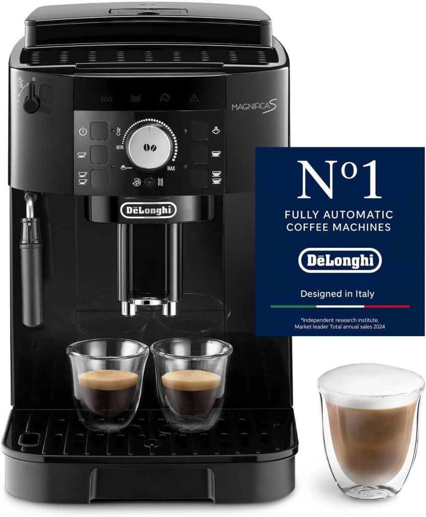 De’Longhi Magnifica S – Perfetto Kaffeevollautomat mit klassischem Milchaufschäumer, Espresso- und Cappuccino Kaffeemaschine, Bedienfeld mit Tasten, Schwarz (ECAM11.112.B)259.99€ ➡️ https://www.amazon.de/dp/B0BWSFGQ49/?tag=preisfehlerheute-21
